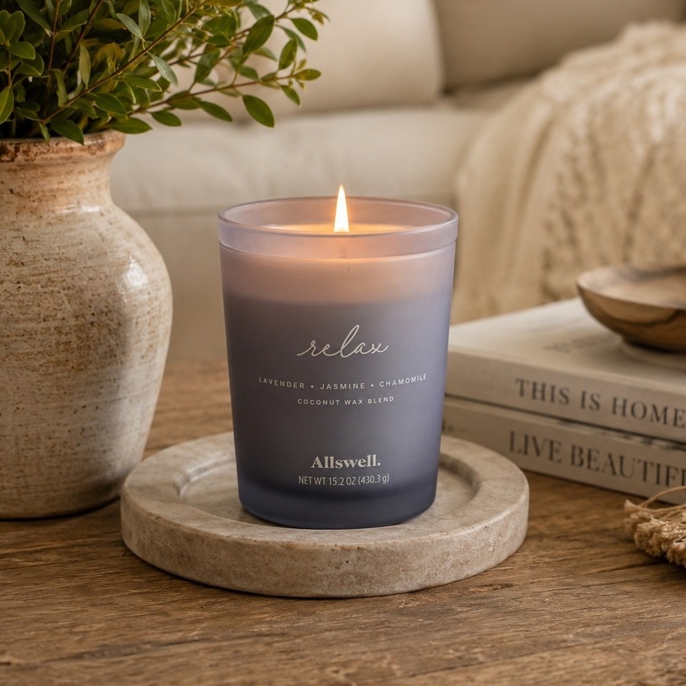 Allswell Relax Lavender Jasmine Chamomile Coconut Wax Blend Candle 15.2oz 2-Wick